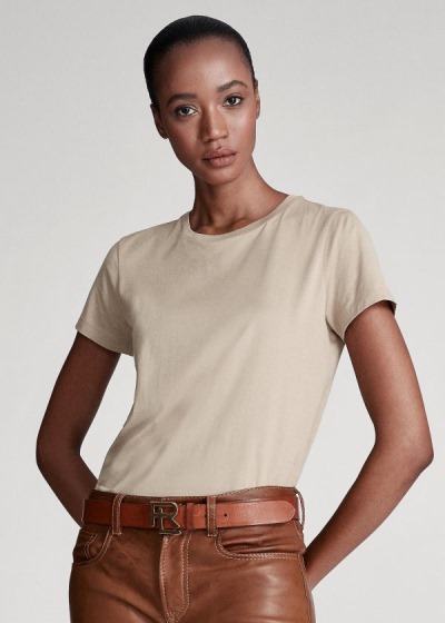 Playeras Ralph Lauren Mujer Marrom - Cotton Crewneck - KYCNQ2783